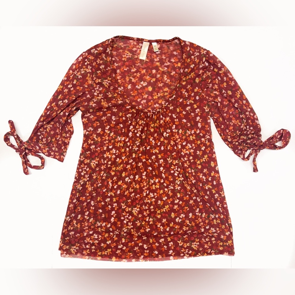 Daisy & Clover Floral Boho Half Sleeve Top